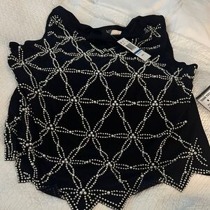 MSK Black sleeveless shirt Silver Accents